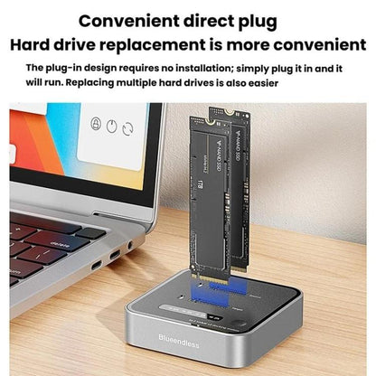Blueendless SD08 Dual-Bay NVMe SSD Enclosure M.2 Offline Cloning Device 20Gbps High-Speed Solid-State Drive Case, US Plug, EU Plug, UK Plug
