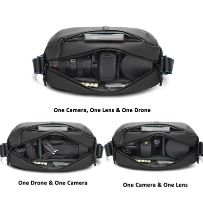 QISEMIAN Men Single Shoulder Camera Bag with Built-in Removable Dividers for Digital Equipment