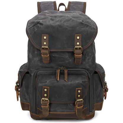 Waxed Canvas Photography Backpack Retro Double-Shoulder Bag For Mirrorless Camera And Laptop