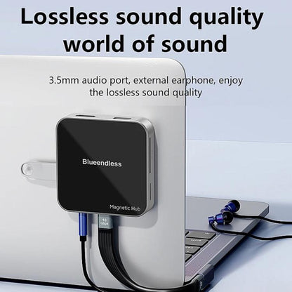 Magnetic Type-C Dock HUB 4K 60Hz HD USB3.2 Splitter Phone Tablet Adapter, Blueendless MC810 8 Ports, Blueendless MC710 7 Ports