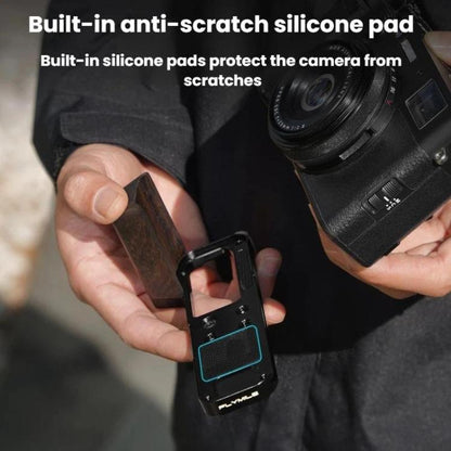 For Fujifilm X100VI Flymile Camera L-Shaped Handgrip With Cold Shoe Thumb Rest Bracket, For Fujifilm X100VI Silver Walnut, For Fujifilm X100VI Black Ebony