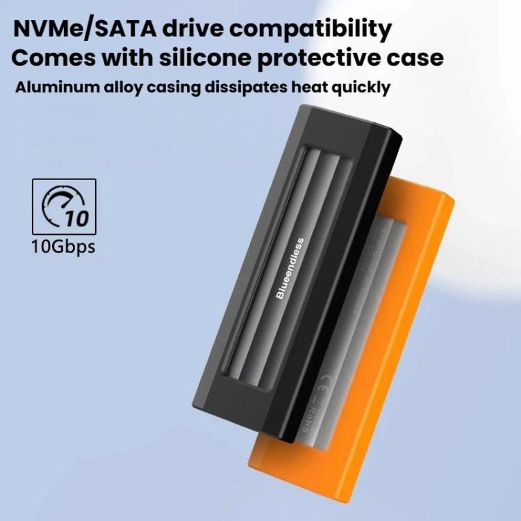 Blueendless 10Gbps M.2 SSD Enclosure External Type-C 3.2 Portable Hard Drive Case, NVMe Protocol With USB Cable Black Gray, NVMe Protocol With USB/Type-C 2 In 1 Cable Black Gray, NVMe Protocol With USB Cable Silver Orange...