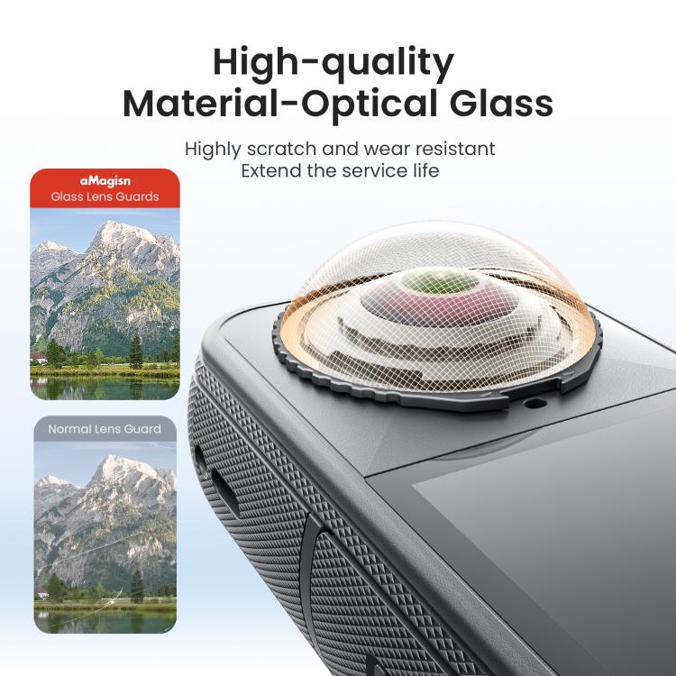 For Insta360 X4 Air AMagisn Standard Lens Guards Snap-On Protective Glass Lens Protector Replacement Accessory