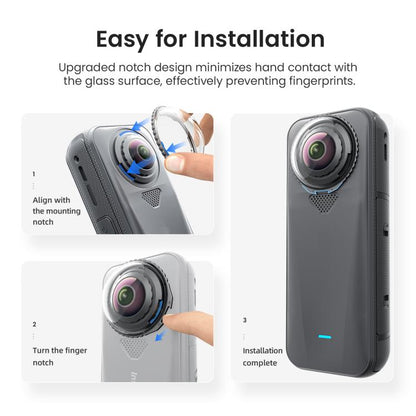 For Insta360 X4 Air AMagisn Standard Lens Guards Snap-On Protective Glass Lens Protector Replacement Accessory