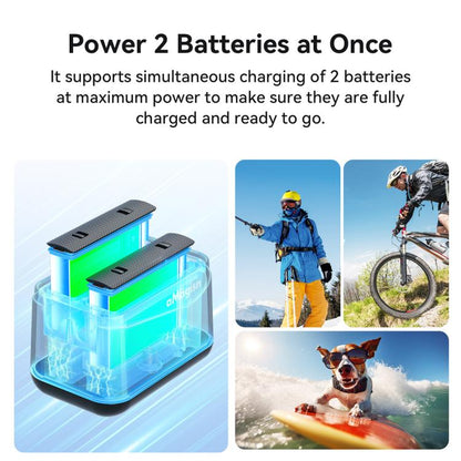 For Insta360 X4 Air AMagisn Dual Battery Charging Dock Rapid Fast Charger Station For 2 Batteries Simultaneously With LED Indicator