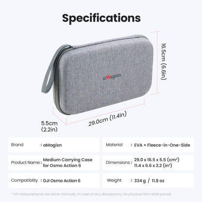 For DJI Osmo Action 6 aMagisn Medium Hard Shell Carrying Case with Removable Foam Insert, For DJI Osmo Action 6