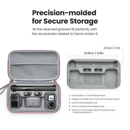 For DJI Osmo Action 6 aMagisn Medium Hard Shell Carrying Case with Removable Foam Insert, For DJI Osmo Action 6