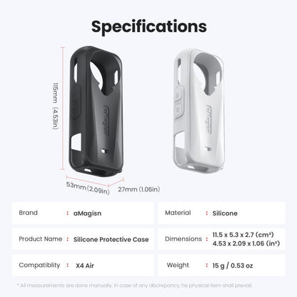 For Insta360 X4 Air Camera, aMagisn Silicone Case Black, aMagisn Silicone Case Gray, aMagisn Silicone Case & Lens Cap Black, aMagisn Silicone Case & Lens Cap Gray