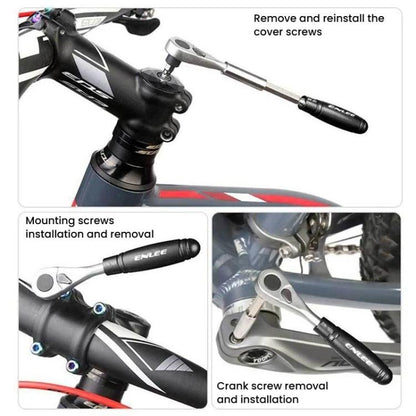 ENLEE 10pcs Bike Ratchet Wrench Repair Kit Multi-Functional Tire Repair Emergency Tool Set, 10pcs