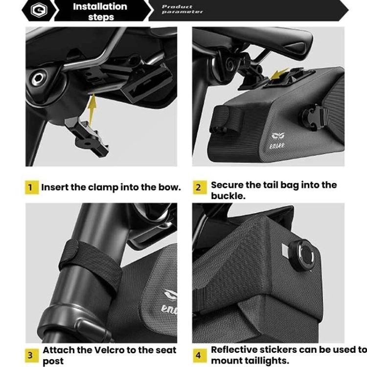 ENLEE Bike Quick-Release Seat Bag Waterproof Reflective Saddle Bag, 1.5L Orange, 1.5L Green, 1.5L Black, 1.3L Orange, 1.3L Green, 1.3L Black
