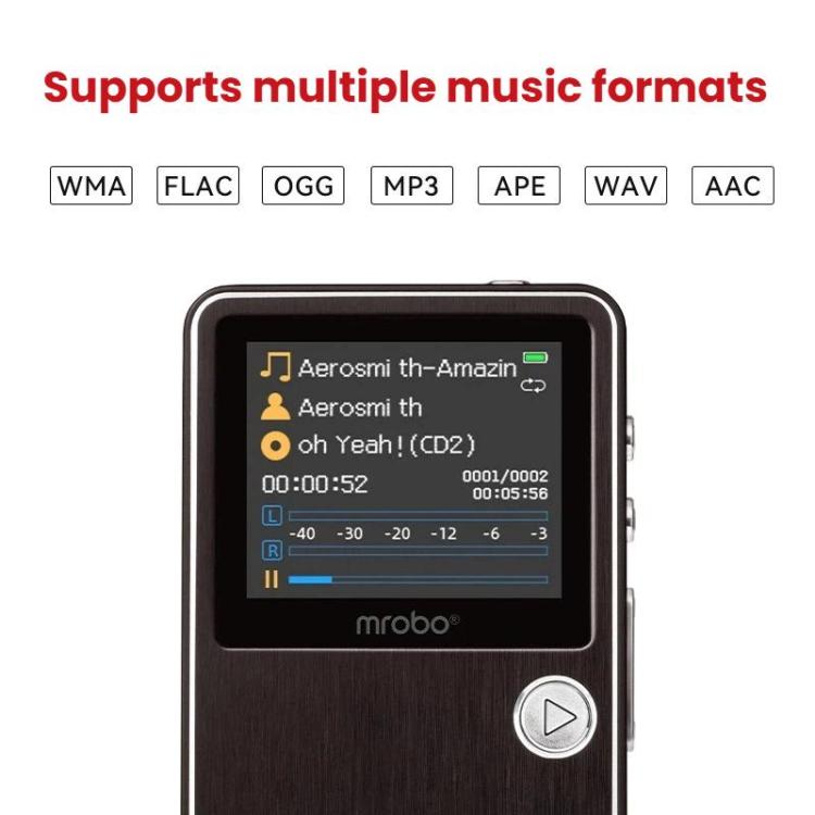 Mrobo HiFi Music Player With DAC Chip - 1.77-Inch Color Screen, Scroll Wheel Control, Supports Lossless Audio & AMV Video, 8GB, 16GB, 32GB, 64GB, 128GB, 256GB
