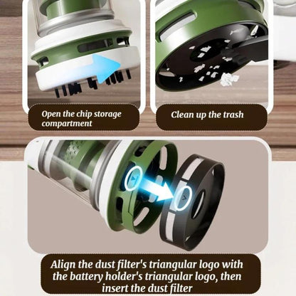 Mini Desktop Vacuum Cleaner 2-Speed USB Rechargeable, for Eraser Shavings & Keyboard Dust with Brush Nozzle
