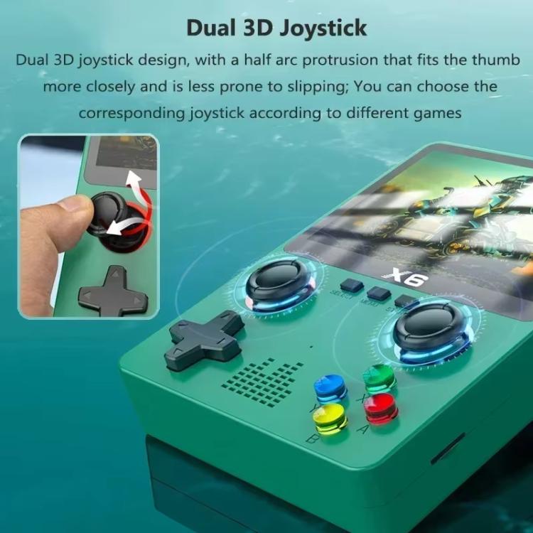 X6 Gaming Console Handheld Emulator Multi-Functional Retro Dual-Joystick HD Color Screen 32G Arcade, Single-player, Dual-Player