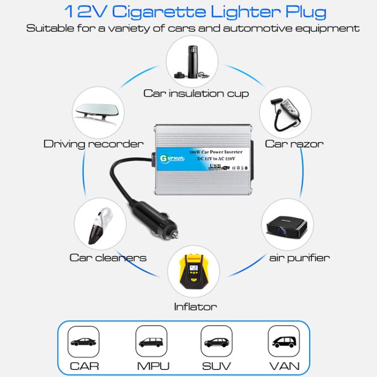 Gurxun 150W Aluminum Alloy Car Power Inverter With Cigarette Lighter, With Cigarette Lighter
