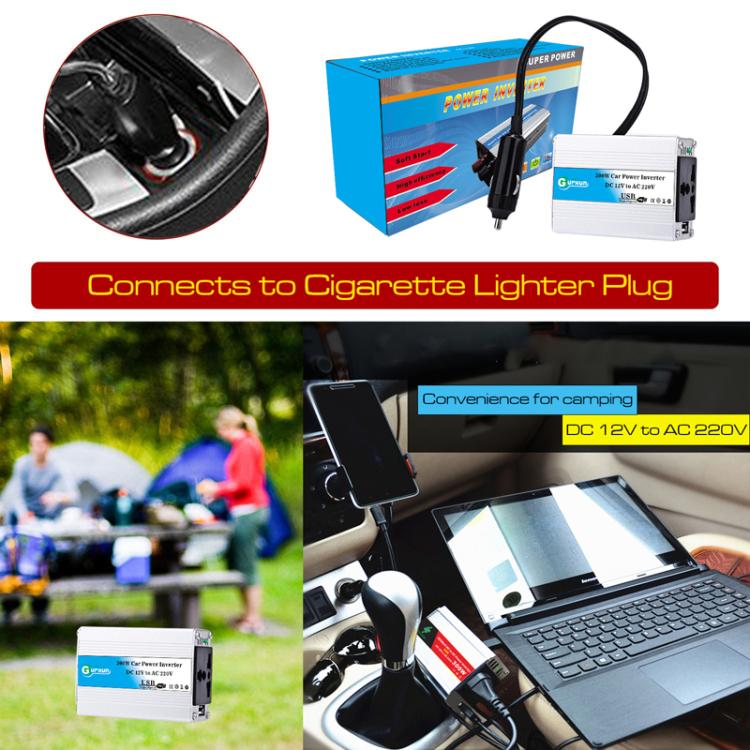 Gurxun 150W Aluminum Alloy Car Power Inverter With Cigarette Lighter, With Cigarette Lighter