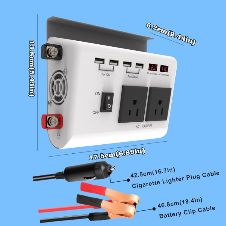 4-USB Dual-Socket Inverter Socket Car Digital Display Power Conversion Outlet, EU Plug 12V To 220V, US Plug 12V To 110V, Brazil Plug 12V To 110V, Brazil Plug 12V To 220V