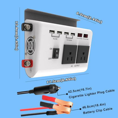 4-USB Dual-Socket Inverter Socket Car Digital Display Power Conversion Outlet, EU Plug 12V To 220V, US Plug 12V To 110V, Brazil Plug 12V To 110V, Brazil Plug 12V To 220V