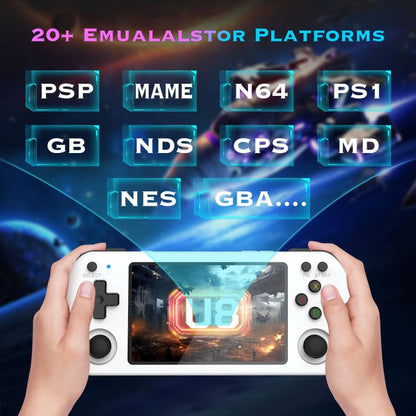 U8 Retro Handheld Game Console Open-Source 4 Inch HD IPS Screen Portable Console, 64G, 128G