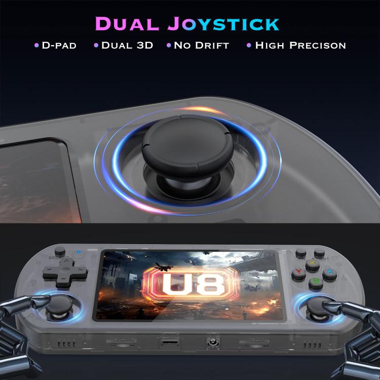 U8 Retro Handheld Game Console Open-Source 4 Inch HD IPS Screen Portable Console, 64G, 128G