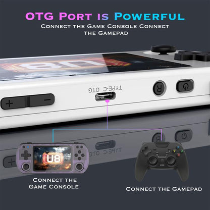 U8 Retro Handheld Game Console Open-Source 4 Inch HD IPS Screen Portable Console, 64G, 128G
