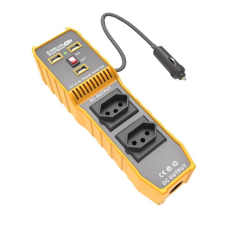 3-USB Dual-Socket Car Power Inverter Vehicle Power Converter, EU Plug 12V To 220V, US Plug 12V To 110V, Brazil Plug 12V To 110V, Brazil Plug 12V To 220V