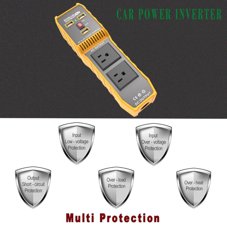 3-USB Dual-Socket Car Power Inverter Vehicle Power Converter, EU Plug 12V To 220V, US Plug 12V To 110V, Brazil Plug 12V To 110V, Brazil Plug 12V To 220V