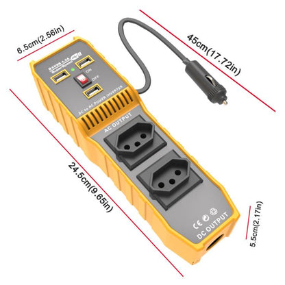 3-USB Dual-Socket Car Power Inverter Vehicle Power Converter, EU Plug 12V To 220V, US Plug 12V To 110V, Brazil Plug 12V To 110V, Brazil Plug 12V To 220V