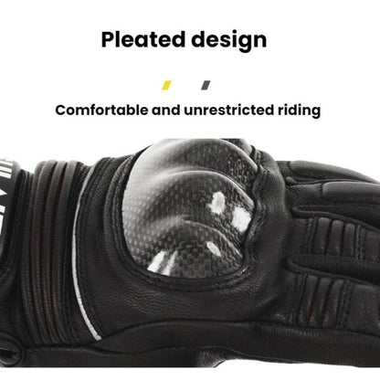 SULAITE Motorcycle Sheepskin Protective Breathable Full-Finger Gloves, For Summer, For Winter With Fleece Lining
