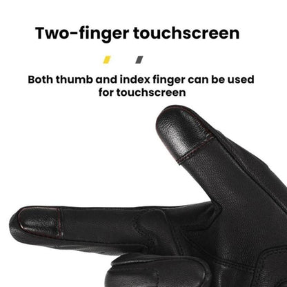 SULAITE Motorcycle Sheepskin Protective Breathable Full-Finger Gloves, For Summer, For Winter With Fleece Lining