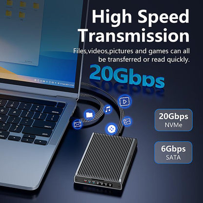 M.2 Disk Array Enclosure NVMe / SATA Dual-Protocol RAID Portable SSD Enclosure 20Gbps Offline Copy, DB280A3