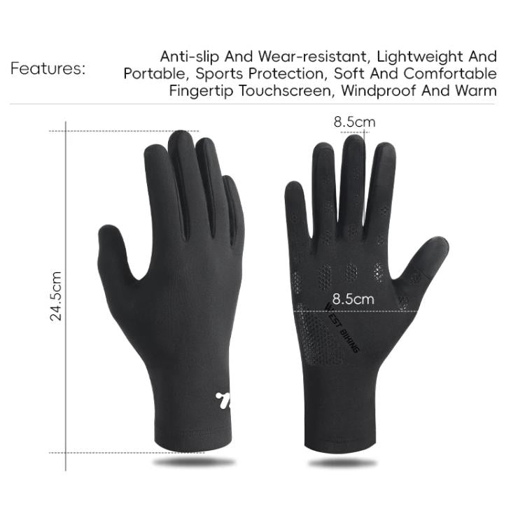 WEST BIKING Touchscreen Winter Bicycle Gloves Fleece-Lined Full Finger Thermal Gloves for Road Biking