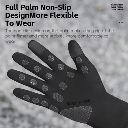 WEST BIKING Touchscreen Winter Bicycle Gloves Fleece-Lined Full Finger Thermal Gloves for Road Biking