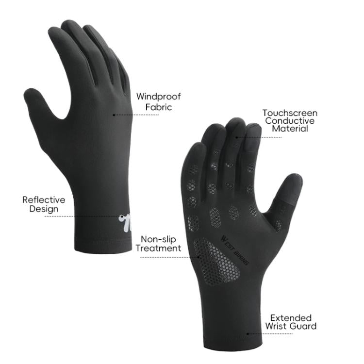 WEST BIKING Touchscreen Winter Bicycle Gloves Fleece-Lined Full Finger Thermal Gloves for Road Biking