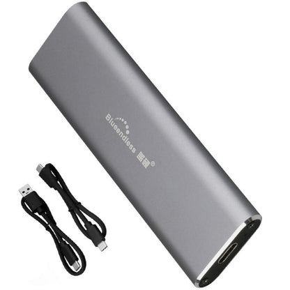 Blueendless 2802N Aluminum Alloy NVMe Portable Hard Drive Enclosure With Screw-Lock M.2 SSD Reader, With USB+Type-C Cable, With USB Cable