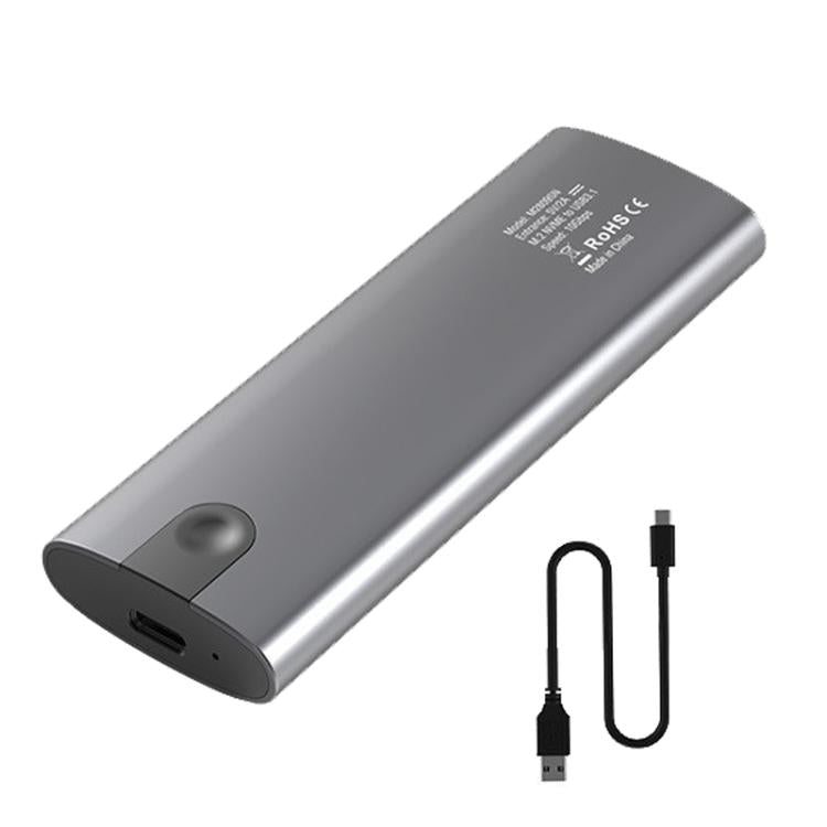 Blueendless M.2 Dual-Protocol Portable Hard Drive Enclosure NVMe/SATA Universal Aluminum Alloy SSD Enclosure, Curved With Type-C To USB Cable, Curved With 2 In 1 Cable, Striped With Type-C To USB Cable, Striped With 2 In 1 Cable