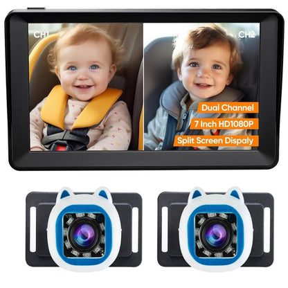 7 Inch Dual-Lens Car Baby Monitor Infrared Night Vision Camera