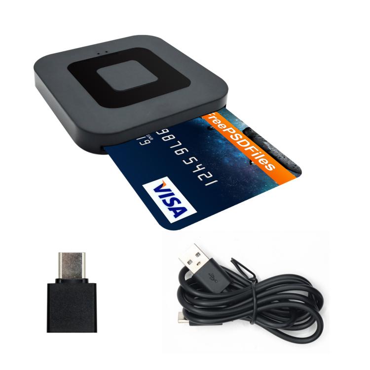 Square Smart Card Reader For Bank Cards Tax Filing Storage Cards, USB, Type-C