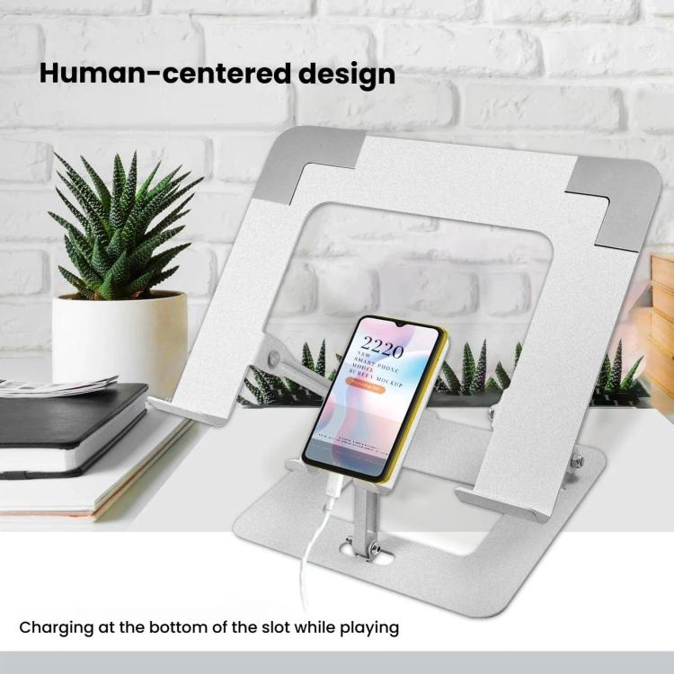 2-in-1 Foldable Laptop Tablet Stand Riser with Phone Holder Adjustable Ergonomic Computer Stand for Desk, K99 Silver, K99 Black