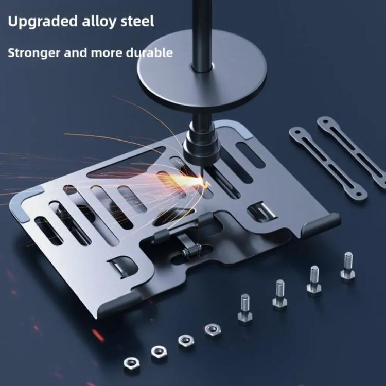 2-In-1 Foldable Laptop Tablet Stand Riser With Phone Holder, Strip Black, Strip Silver