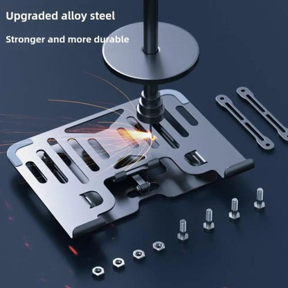 2-In-1 Foldable Laptop Tablet Stand Riser With Phone Holder, Strip Black, Strip Silver