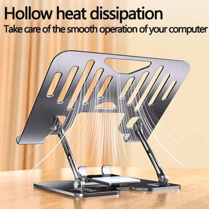 2-In-1 Foldable Laptop Tablet Stand Riser With Phone Holder, Strip Black, Strip Silver