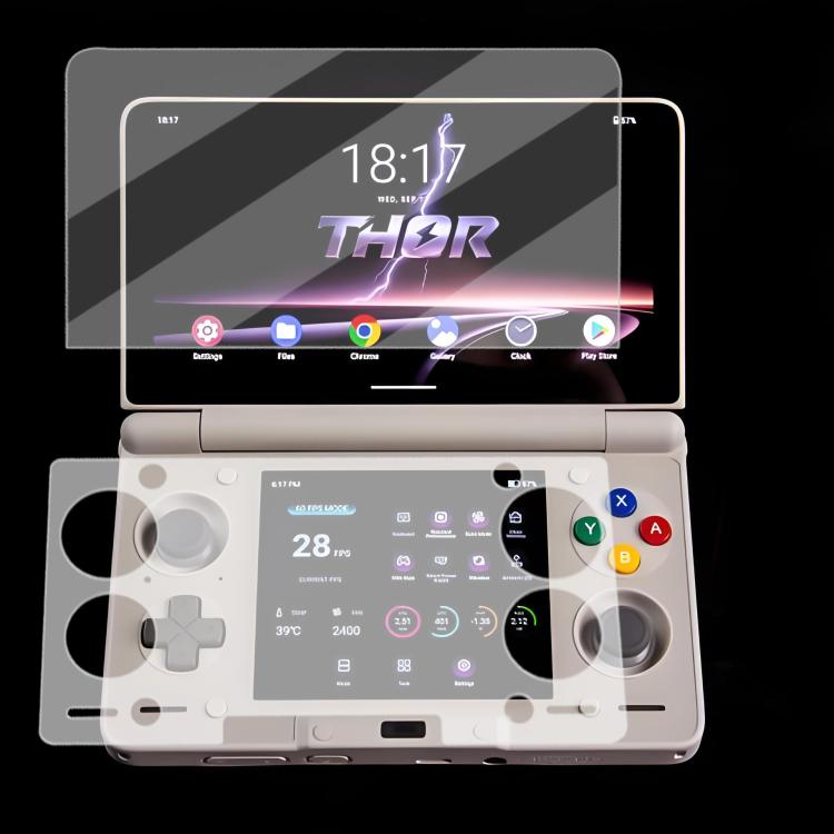 For AYN Thor Game Console Tempered Glass HD Clear Anti-Scratch Film, Upper Screen Protector, Lower Screen Protector