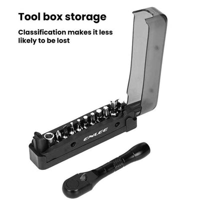 ENLEE EN59 19pcs Bike Ratchet Wrench Set Portable Multifunctional Bicycle Repair Tool Kit, EN59 19pcs