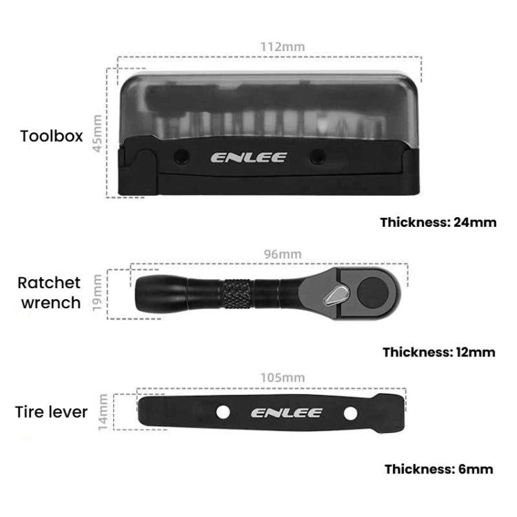 ENLEE EN59 19pcs Bike Ratchet Wrench Set Portable Multifunctional Bicycle Repair Tool Kit, EN59 19pcs
