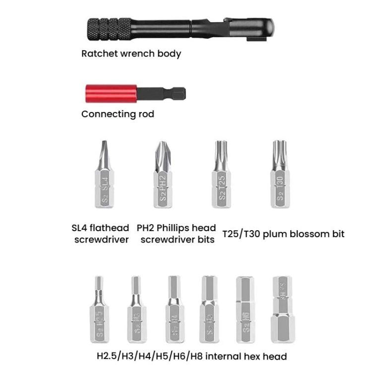 ENLEE EN56 12pcs Bike Ratchet Wrench Set Multifunctional Portable Bicycle Repair Tool Kit, EN56 12pcs