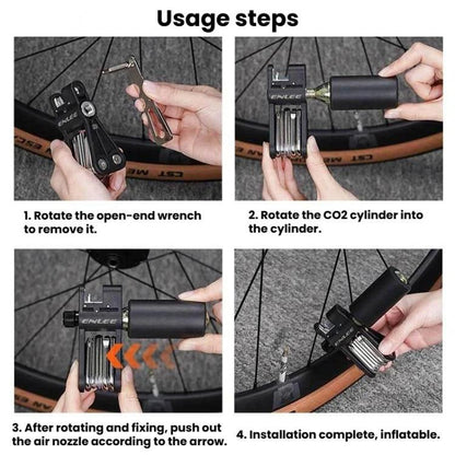 ENLEE EN93 18 In 1 Bike Multifunctional CO2 Inflator Head Hexagonal Repair Tool, EN93