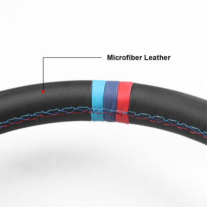 14 inch 350mm Car Steering Wheel Super Microfiber Leather Tri-Color Patchwork Drift Gaming Wheel