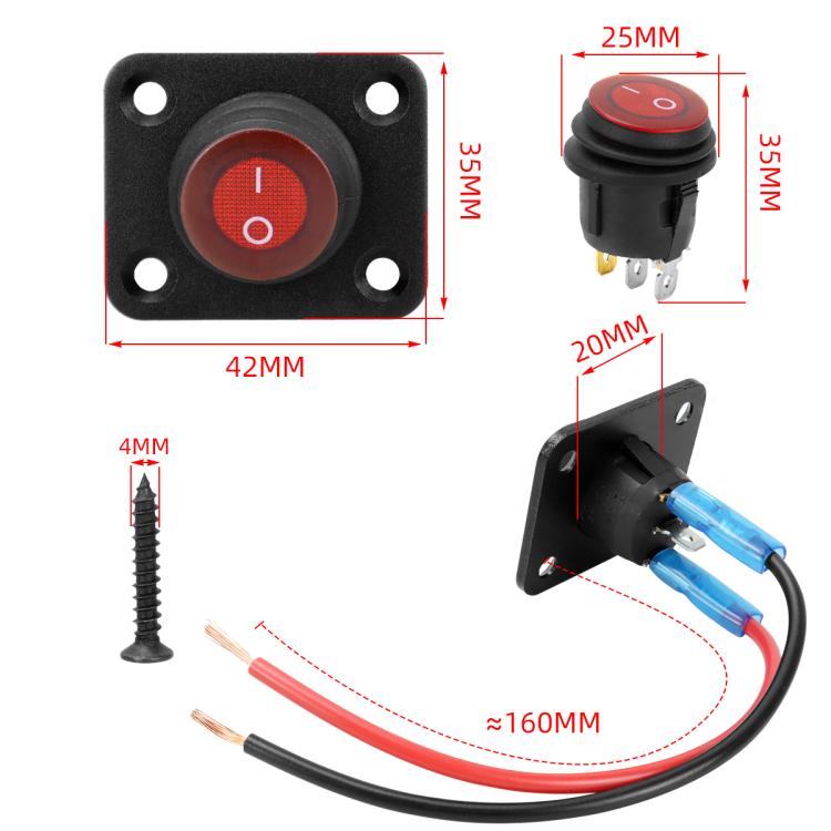 Round Waterproof Marine Panel Switch With LED Light, 1 Button Red, 2 Button Red, 3 Button Red, 4 Button Red, 5 Button Red, 6 Button Red, 1 Button Blue, 2 Button Blue, 3 Button Blue, 4 Button Blue, 5 Button Blue, 6 Button Blue, 1 Button Green