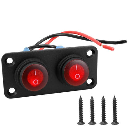 Round Waterproof Marine Panel Switch With LED Light, 1 Button Red, 2 Button Red, 3 Button Red, 4 Button Red, 5 Button Red, 6 Button Red, 1 Button Blue, 2 Button Blue, 3 Button Blue, 4 Button Blue, 5 Button Blue, 6 Button Blue, 1 Button Green