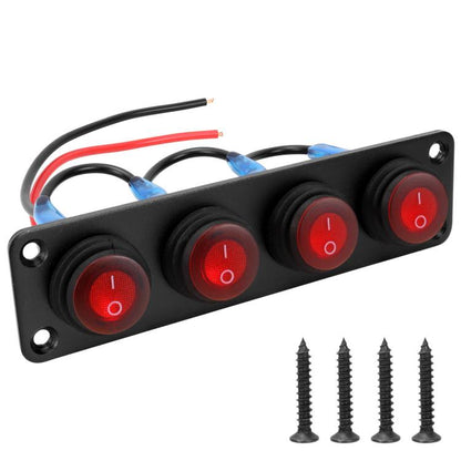 Round Waterproof Marine Panel Switch With LED Light, 1 Button Red, 2 Button Red, 3 Button Red, 4 Button Red, 5 Button Red, 6 Button Red, 1 Button Blue, 2 Button Blue, 3 Button Blue, 4 Button Blue, 5 Button Blue, 6 Button Blue, 1 Button Green